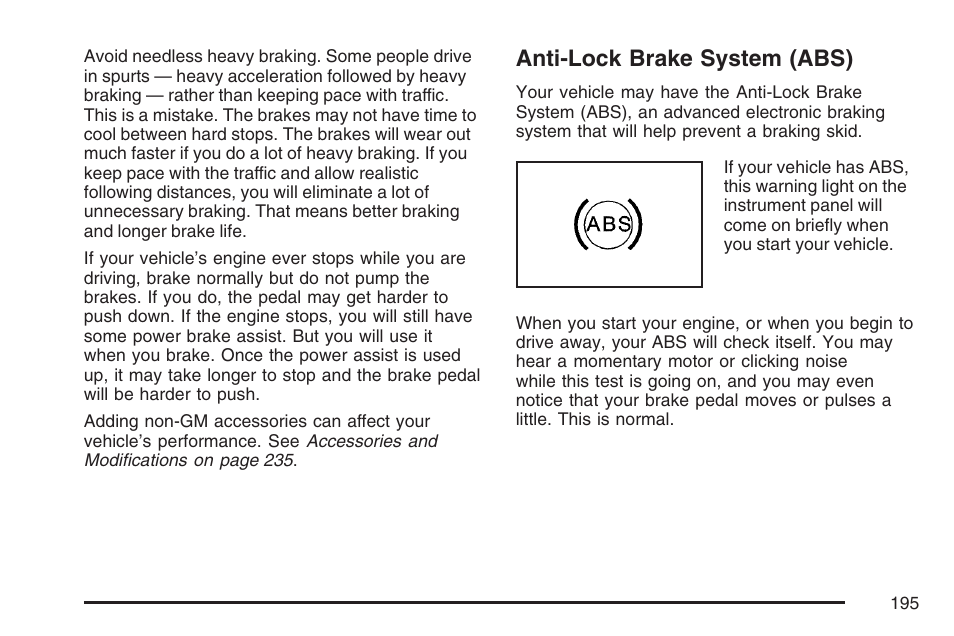 Anti-lock brake system (abs) | Pontiac 2007 Solstice User Manual | Page 195 / 396