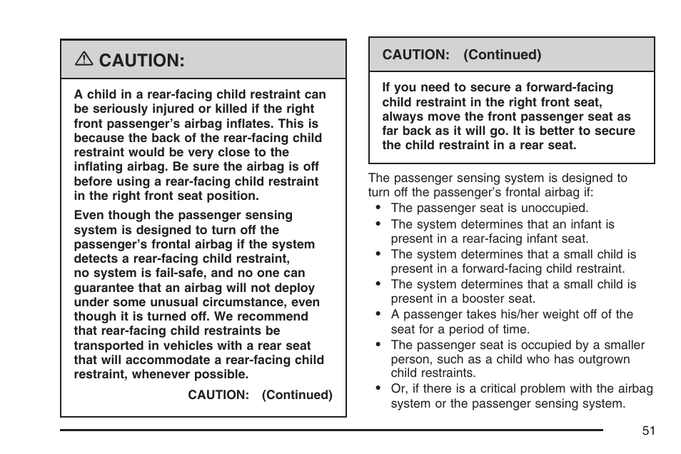 Caution | Pontiac 2007 Solstice User Manual | Page 51 / 396
