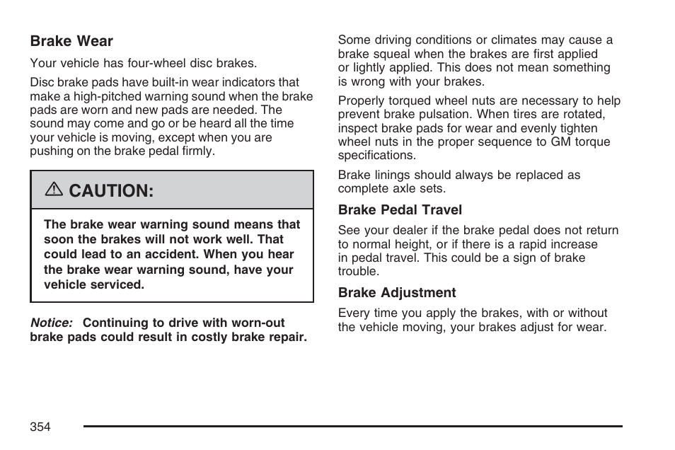 Caution | Pontiac 2007 G6 User Manual | Page 354 / 486