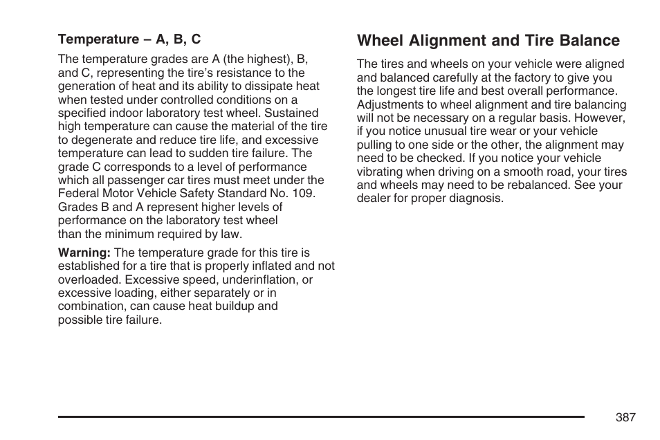 Wheel alignment and tire balance | Pontiac 2007 G6 User Manual | Page 387 / 486