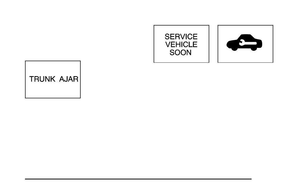 Trunk ajar light, Service vehicle soon light | Pontiac 2005 Bonneville User Manual | Page 167 / 438