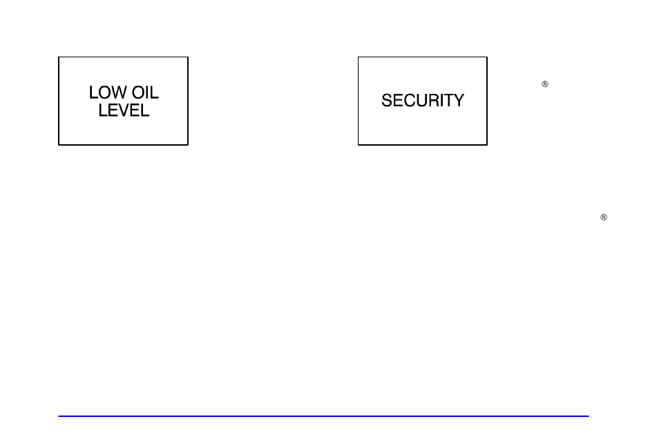 Low oil level light, Security light | Pontiac 2002 Grand Prix User Manual | Page 149 / 374