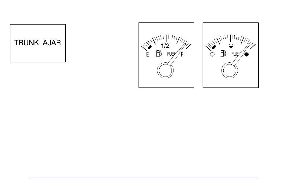 Trunk ajar light (if equipped), Fuel gage | Pontiac 2002 Bonneville User Manual | Page 155 / 427
