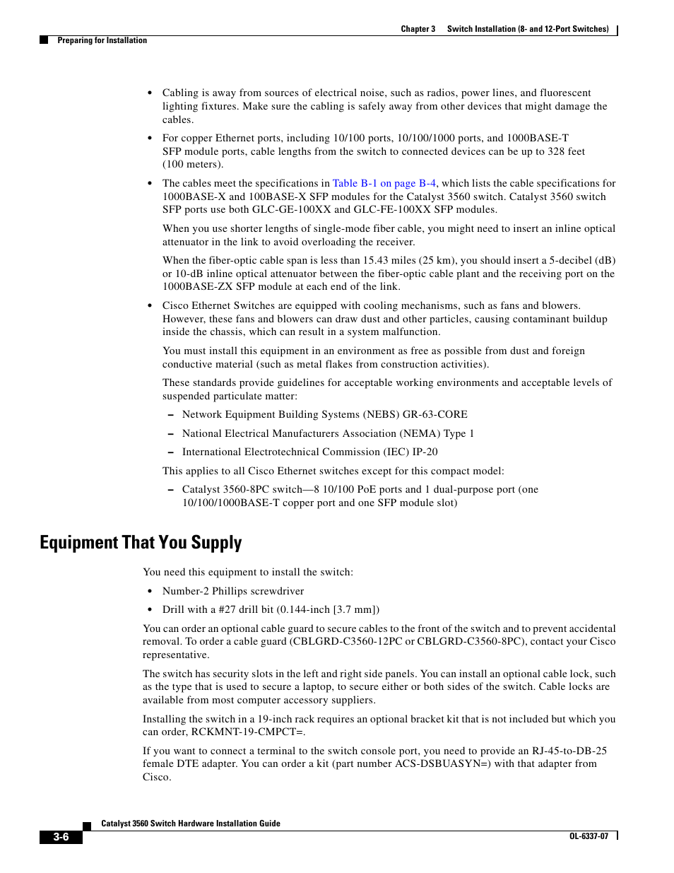 Equipment that you supply | Cisco 3560 User Manual | Page 62 / 120