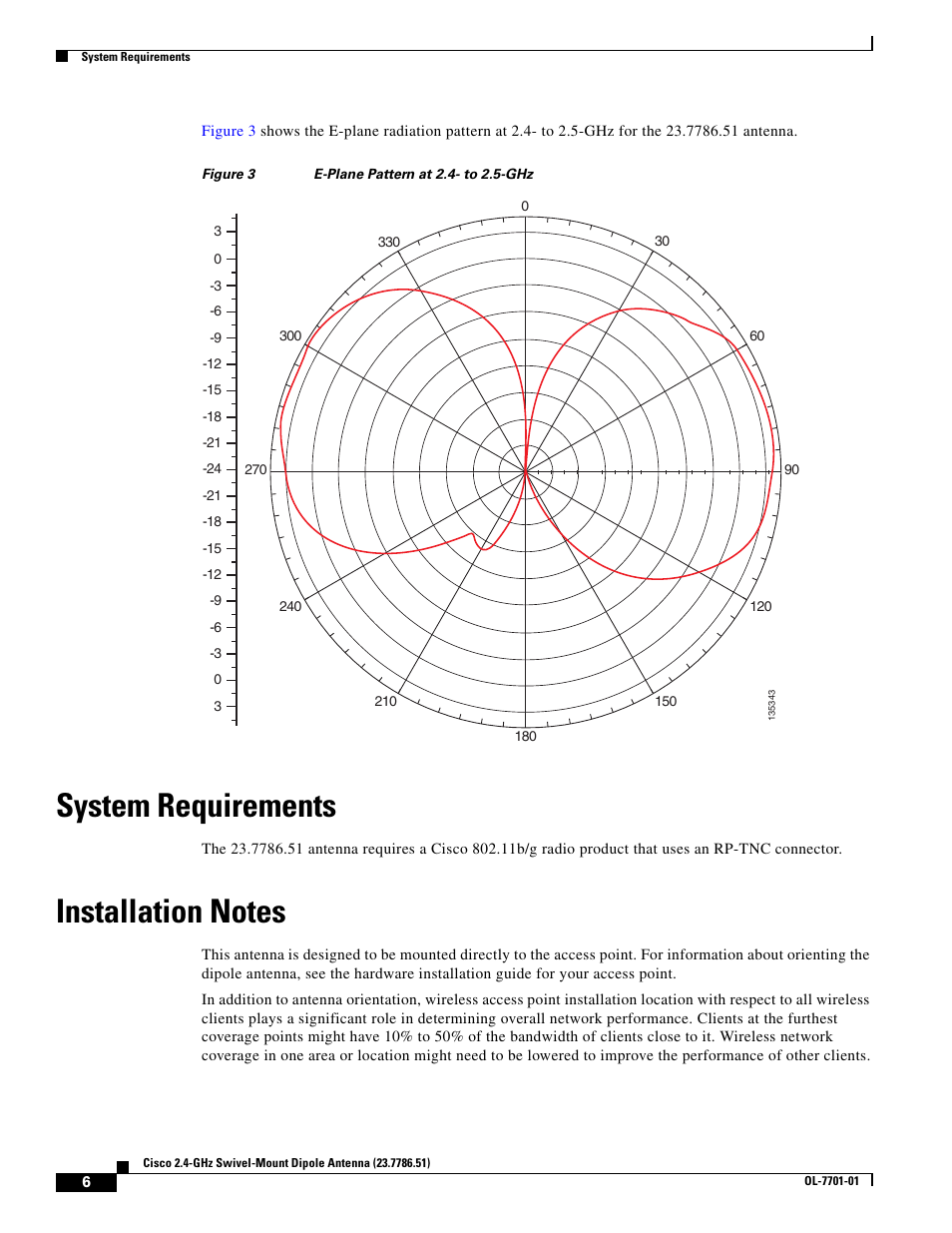 System requirements, Installation notes | Cisco Cisco 2.4-GHz Swivel-Mount Dipole Antenna 23.7786.51 User Manual | Page 6 / 14