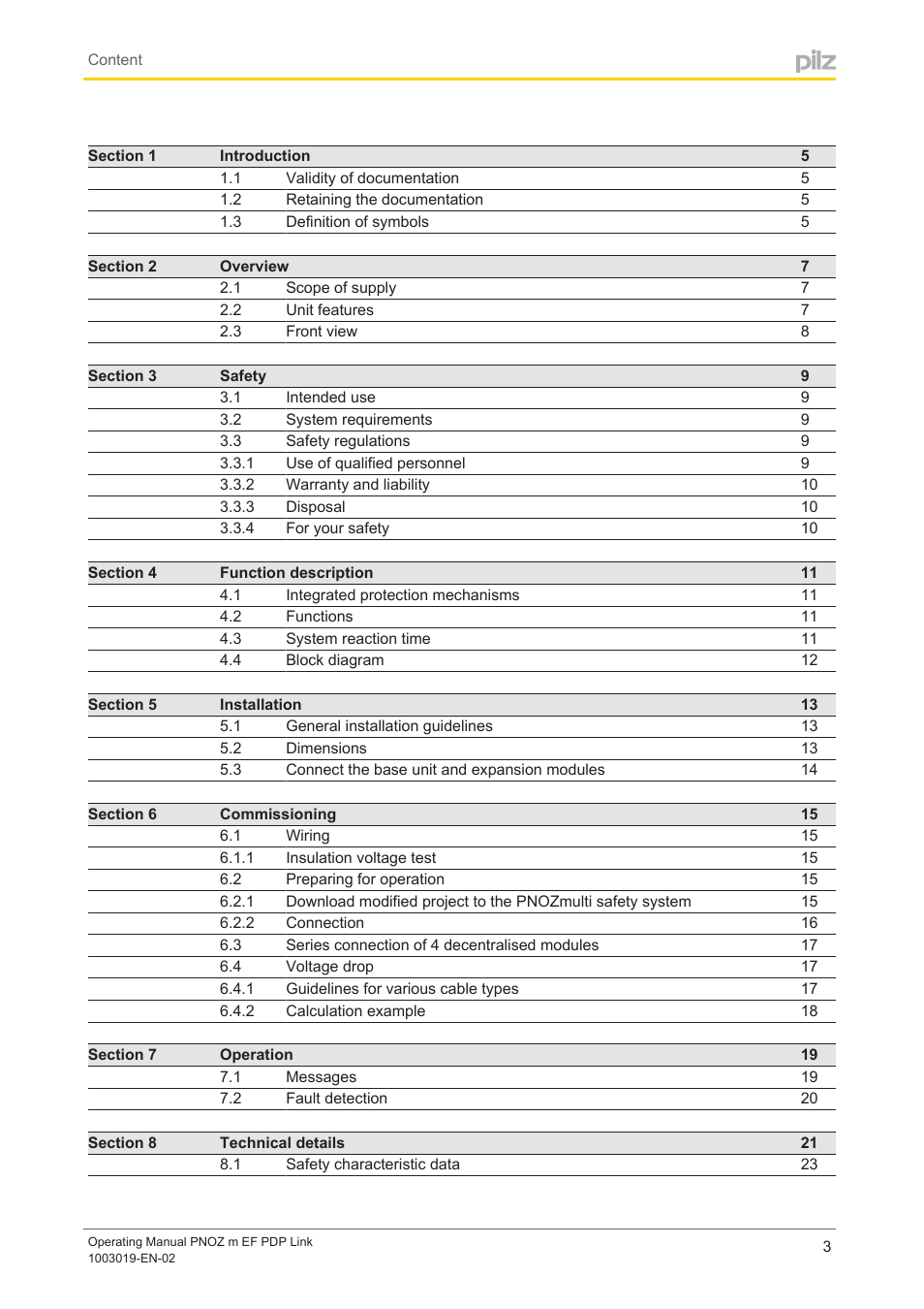 Pilz PNOZ m EF PDP Link User Manual | Page 3 / 27