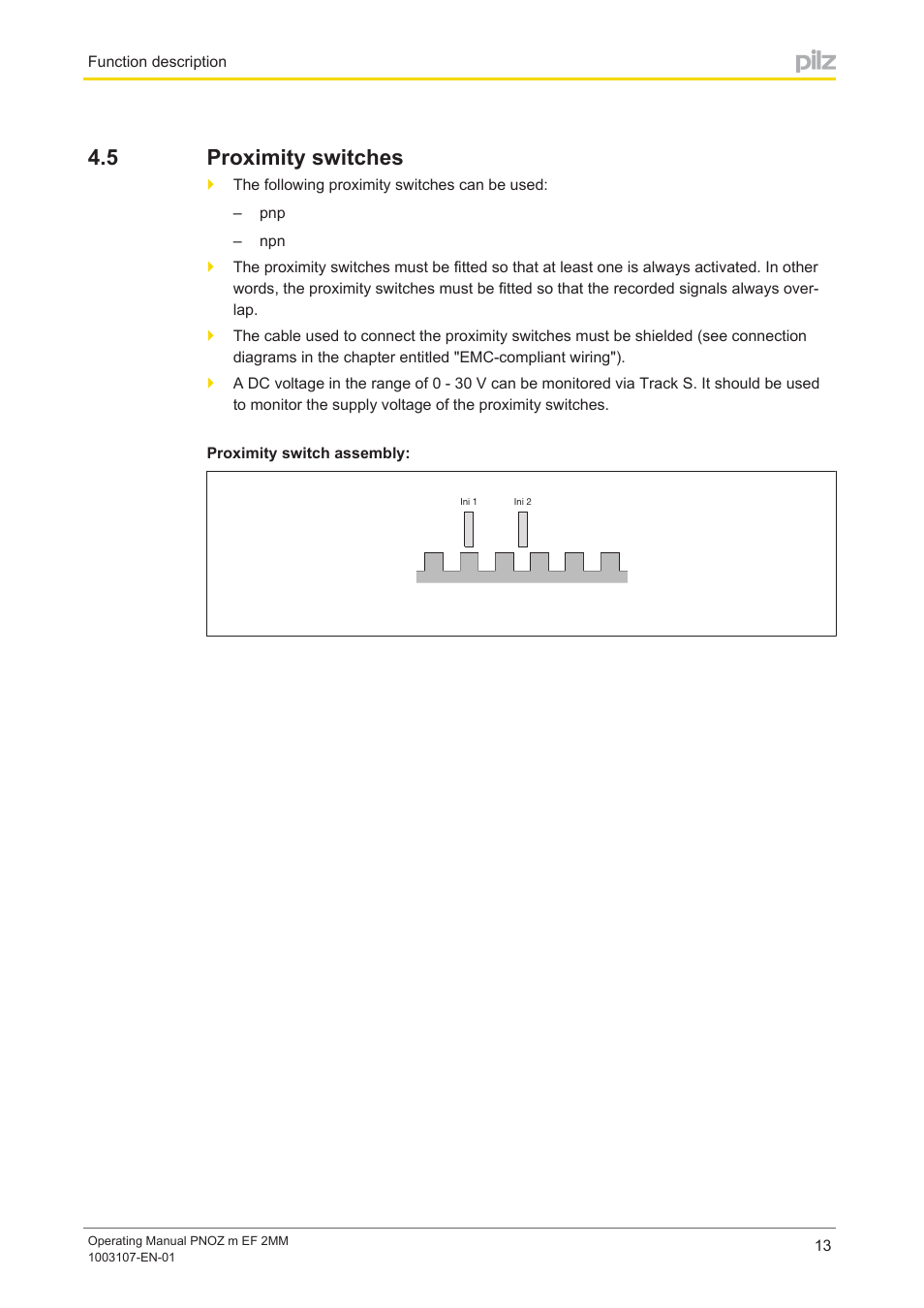 5 proximity switches, Proximity switches | Pilz PNOZ m EF 2MM User Manual | Page 13 / 26