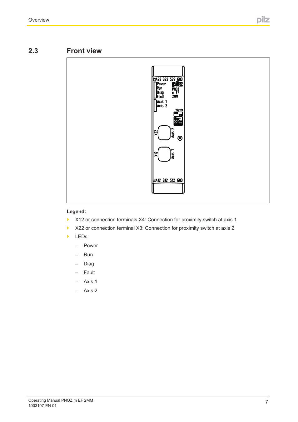 3 front view, Front view | Pilz PNOZ m EF 2MM User Manual | Page 7 / 26