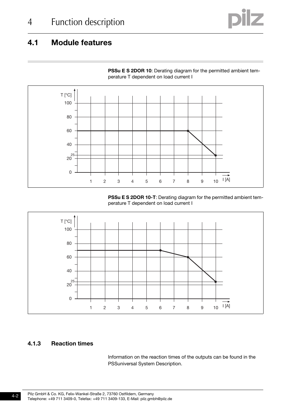 3 reaction times, 4function description, 1 module features | Pilz PSSu E S 2DOR 10 User Manual | Page 18 / 38