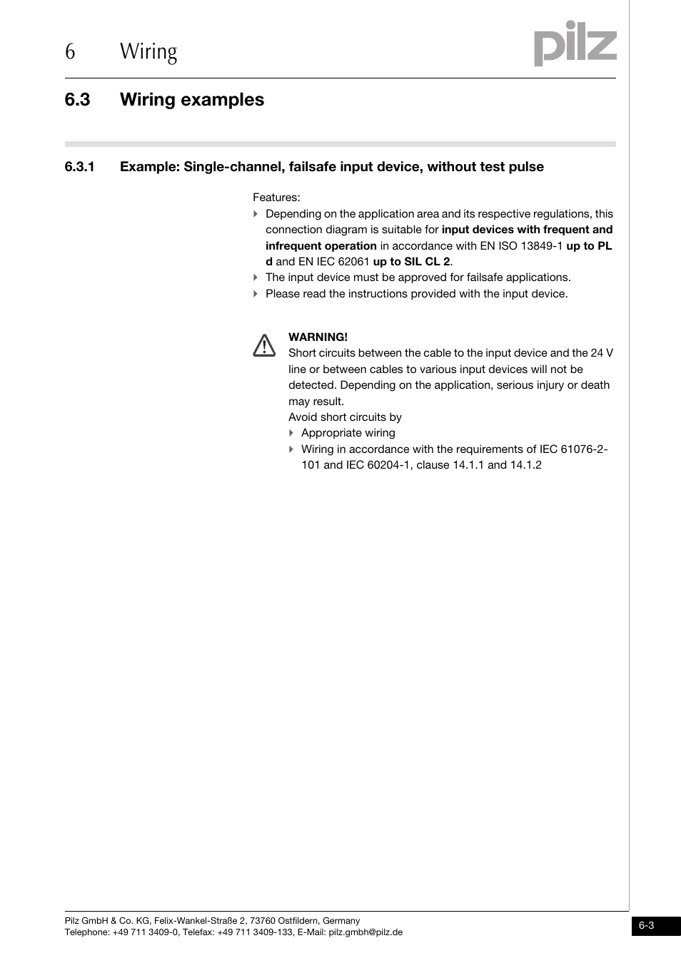 Wiring examples, 6wiring, 3 wiring examples | Pilz PDP67 F 8DI ION User Manual | Page 19 / 32