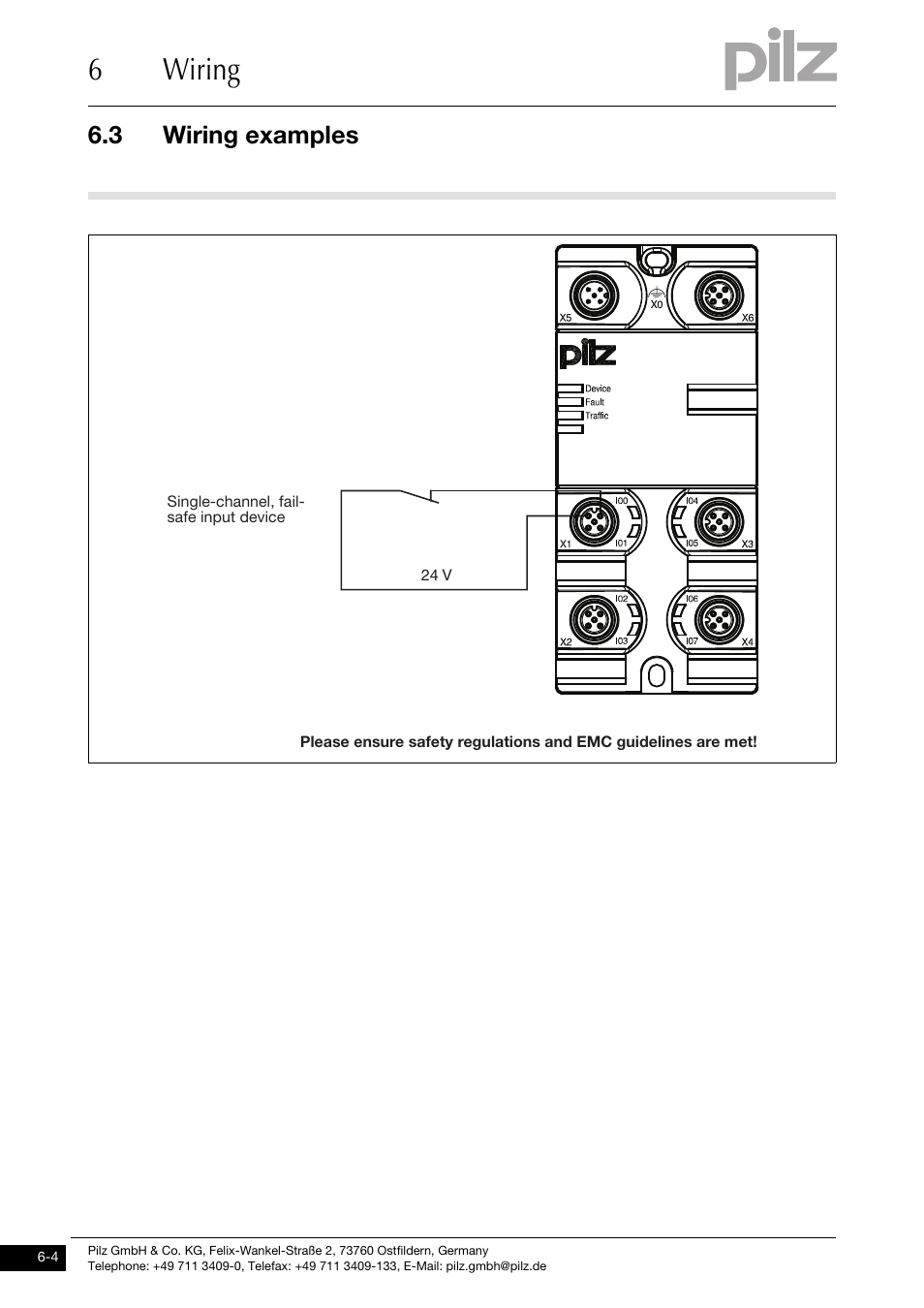 6wiring, 3 wiring examples | Pilz PDP67 F 8DI ION User Manual | Page 20 / 32