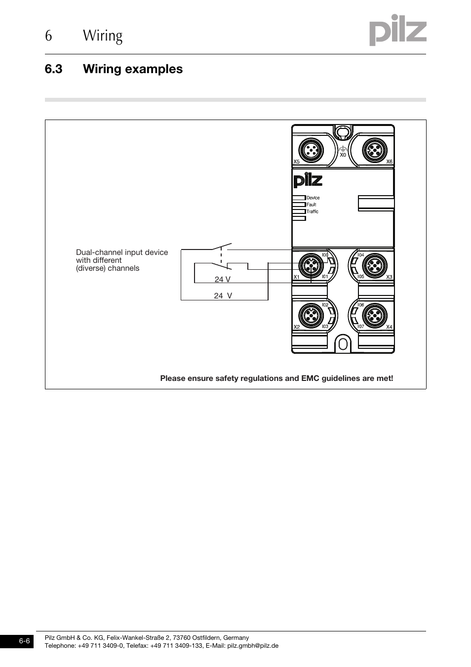 6wiring, 3 wiring examples | Pilz PDP67 F 8DI ION User Manual | Page 22 / 32