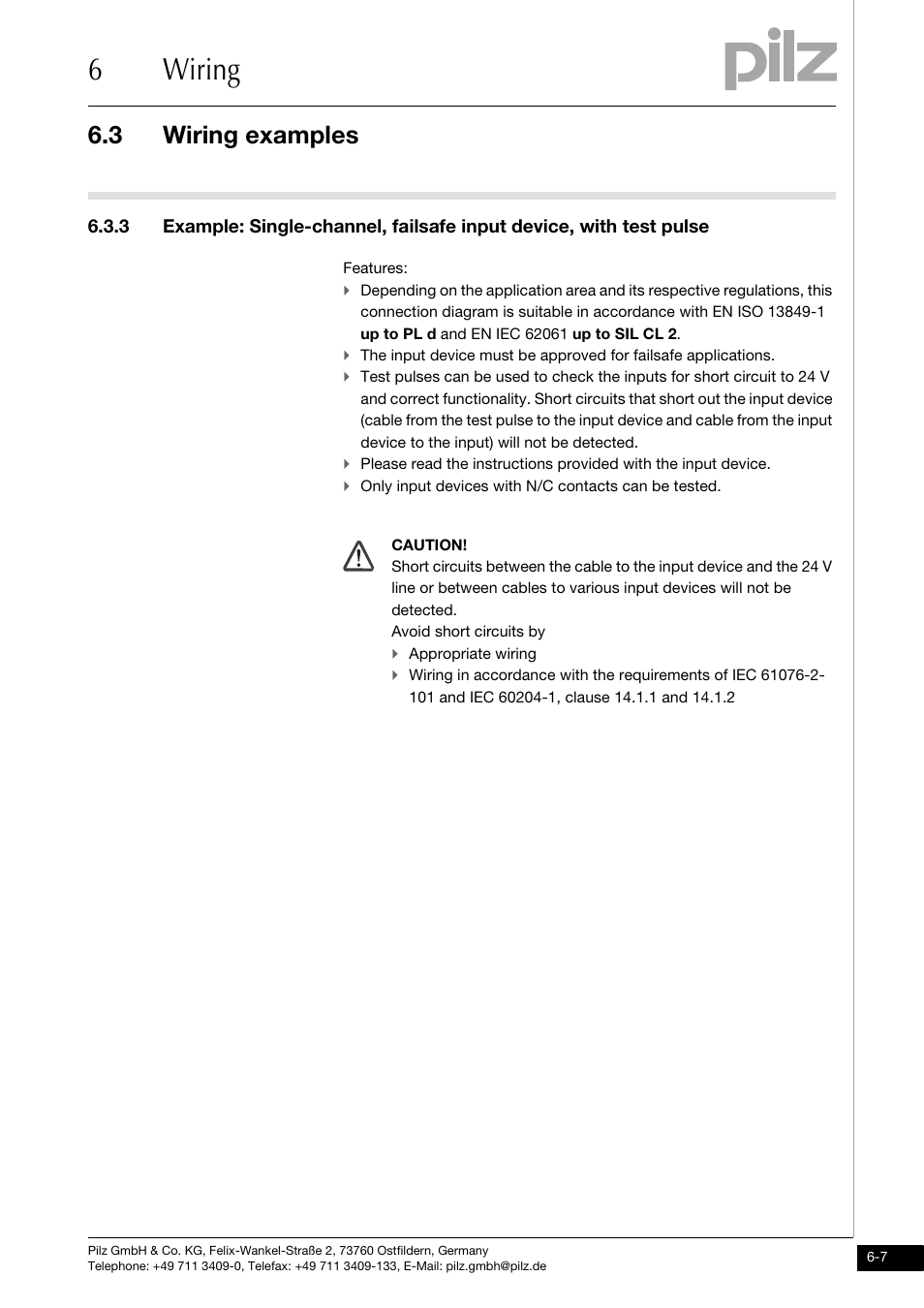 6wiring, 3 wiring examples | Pilz PDP67 F 8DI ION User Manual | Page 23 / 32