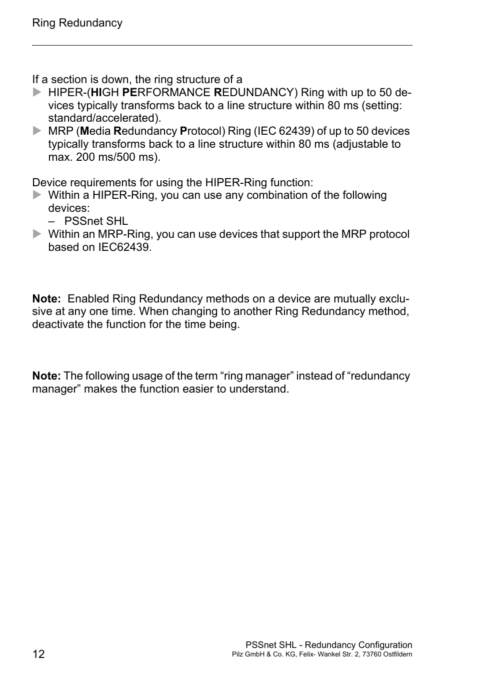 Pilz PSSnet SHL 8T MRP User Manual | Page 12 / 86