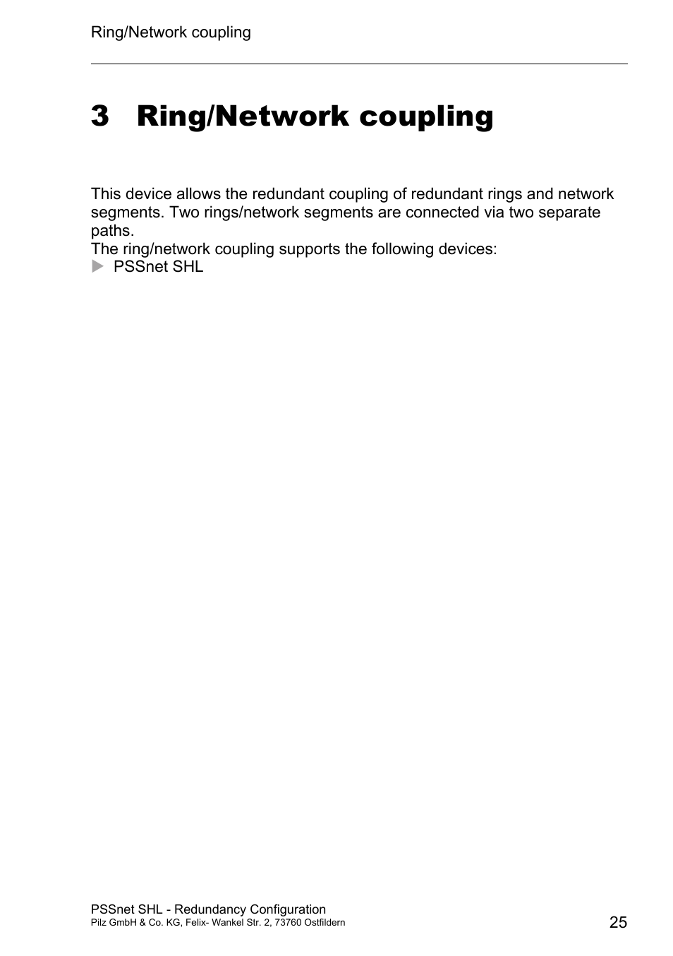 Ring/network coupling, 3 ring/network coupling | Pilz PSSnet SHL 8T MRP User Manual | Page 25 / 86