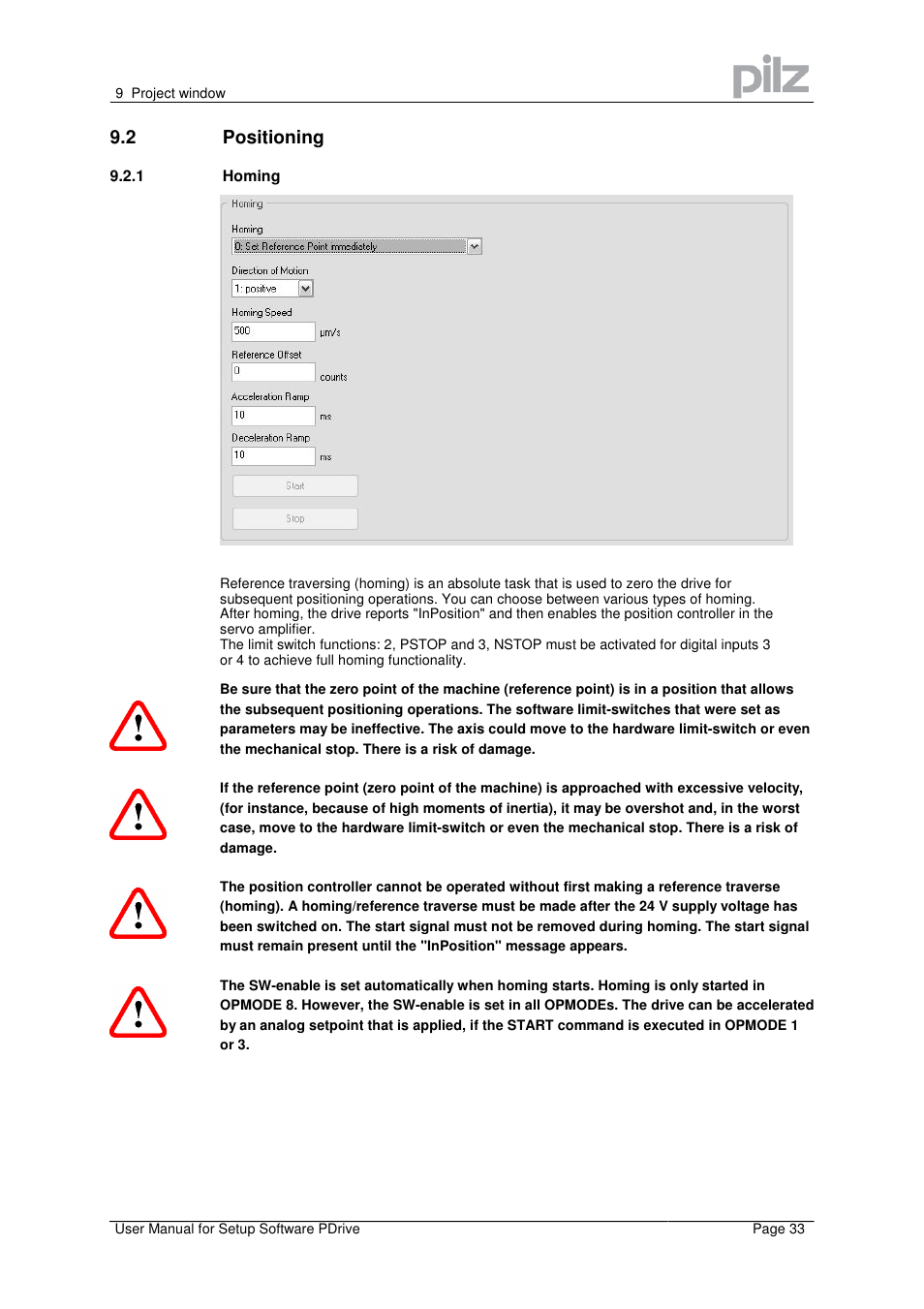 2 positioning | Pilz PMCprimo Drive2.01/21/5/230-480V User Manual | Page 33 / 56