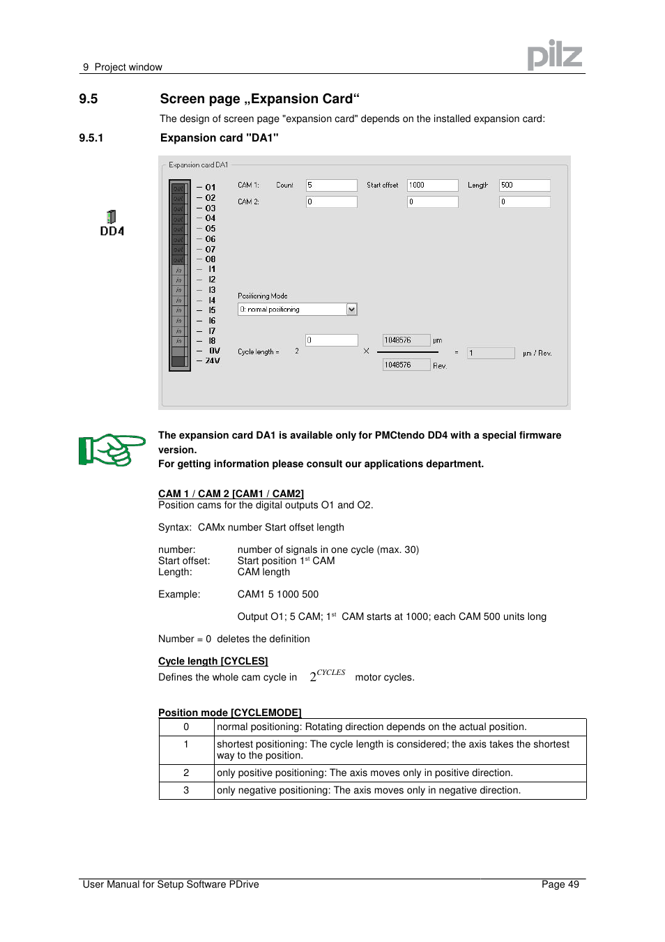 5 screen page „expansion card | Pilz PMCprimo Drive2.01/21/5/230-480V User Manual | Page 49 / 56