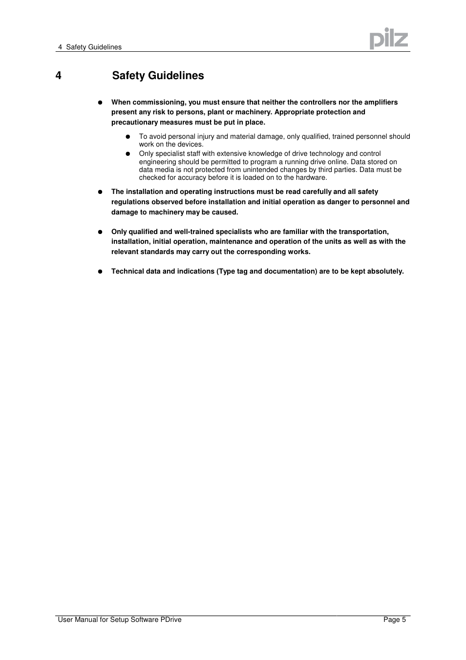 4safety guidelines | Pilz PMCprimo Drive2.01/21/5/230-480V User Manual | Page 5 / 56