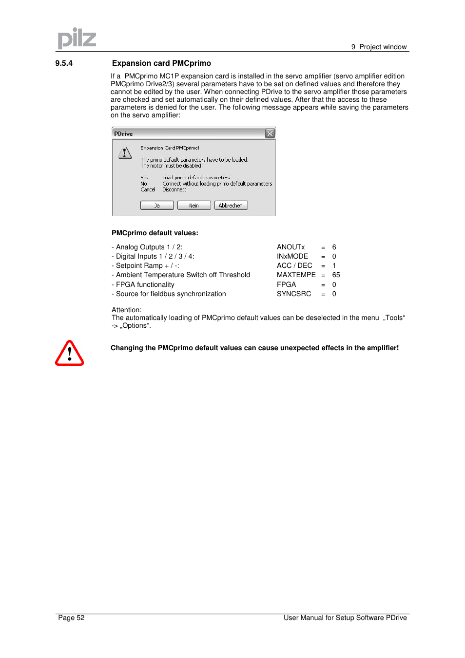 Pilz PMCprimo Drive2.01/21/5/230-480V User Manual | Page 52 / 56