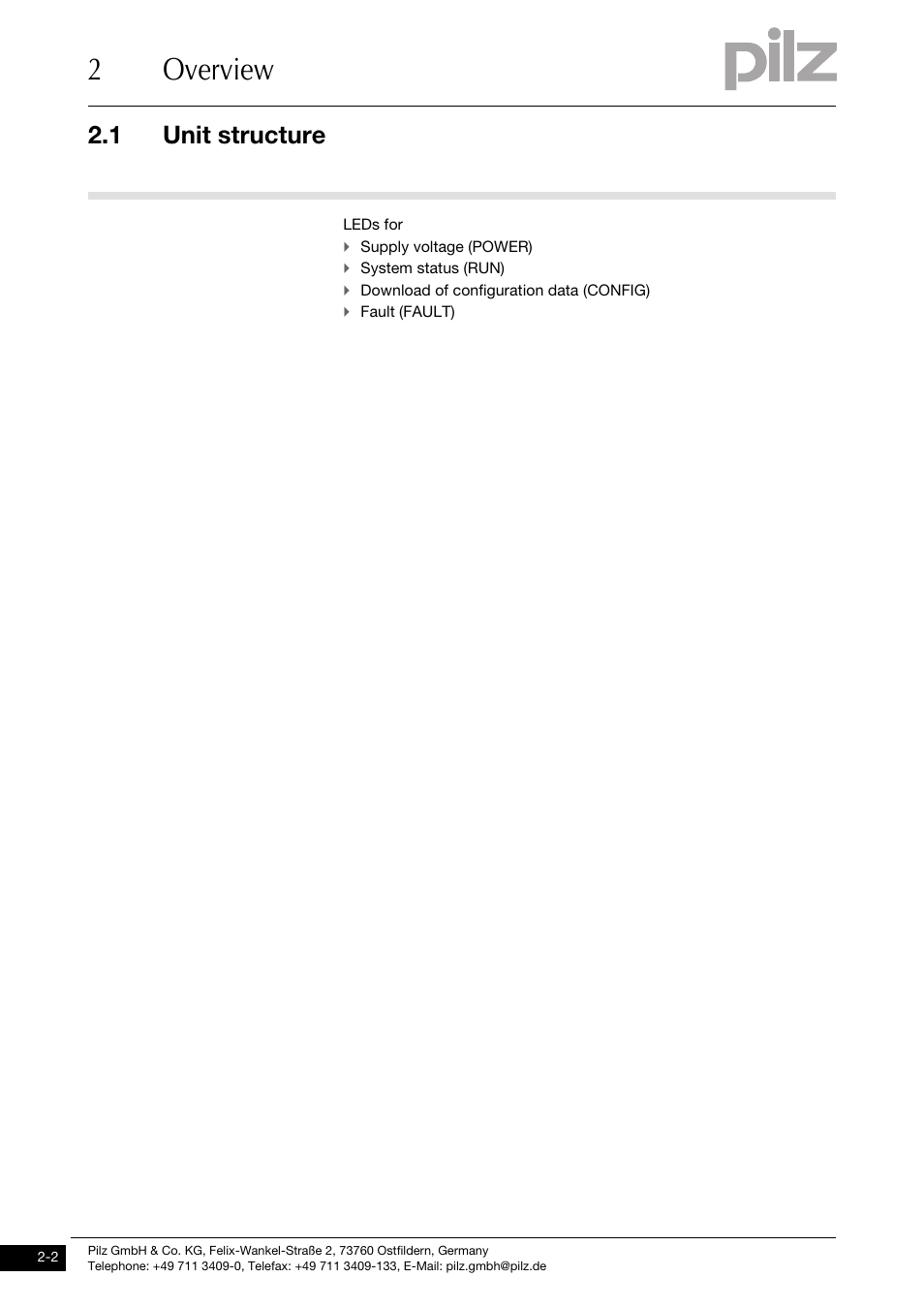 2overview, 1 unit structure | Pilz PMCprimo DriveP.01/AA0/4/0/0/208-480VAC User Manual | Page 12 / 101