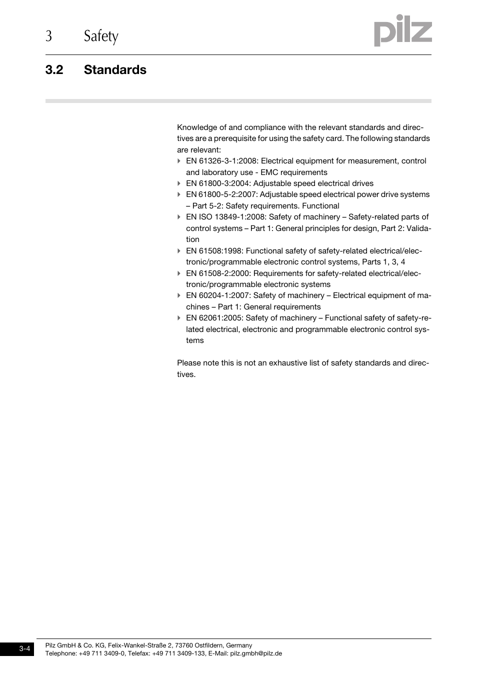 Standards, 3safety, 2 standards | Pilz PMCprimo DriveP.01/AA0/4/0/0/208-480VAC User Manual | Page 18 / 101