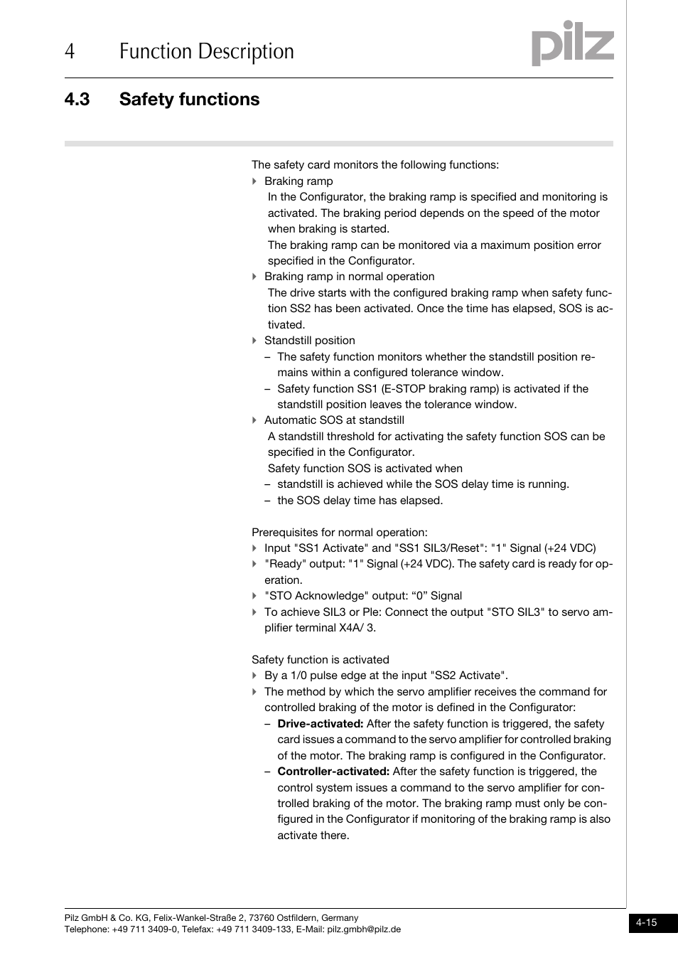 4function description, 3 safety functions | Pilz PMCprimo DriveP.01/AA0/4/0/0/208-480VAC User Manual | Page 33 / 101