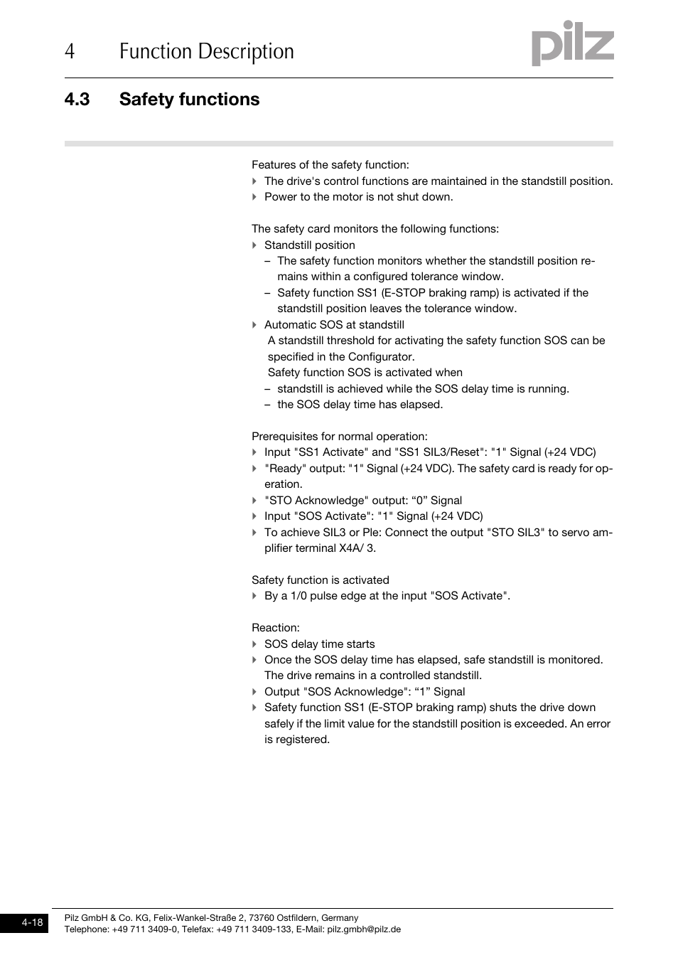4function description, 3 safety functions | Pilz PMCprimo DriveP.01/AA0/4/0/0/208-480VAC User Manual | Page 36 / 101