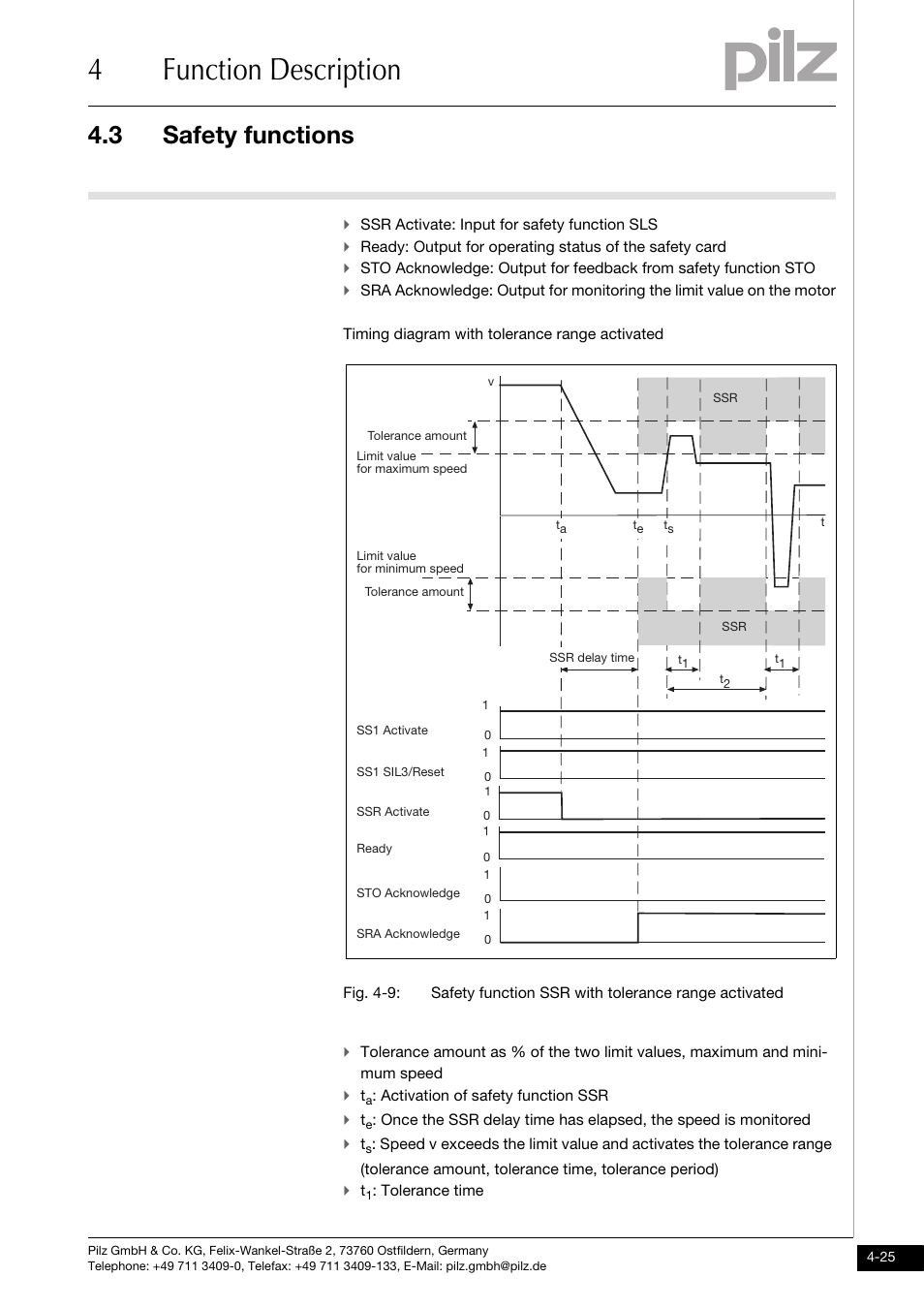 4function description, 3 safety functions | Pilz PMCprimo DriveP.01/AA0/4/0/0/208-480VAC User Manual | Page 43 / 101