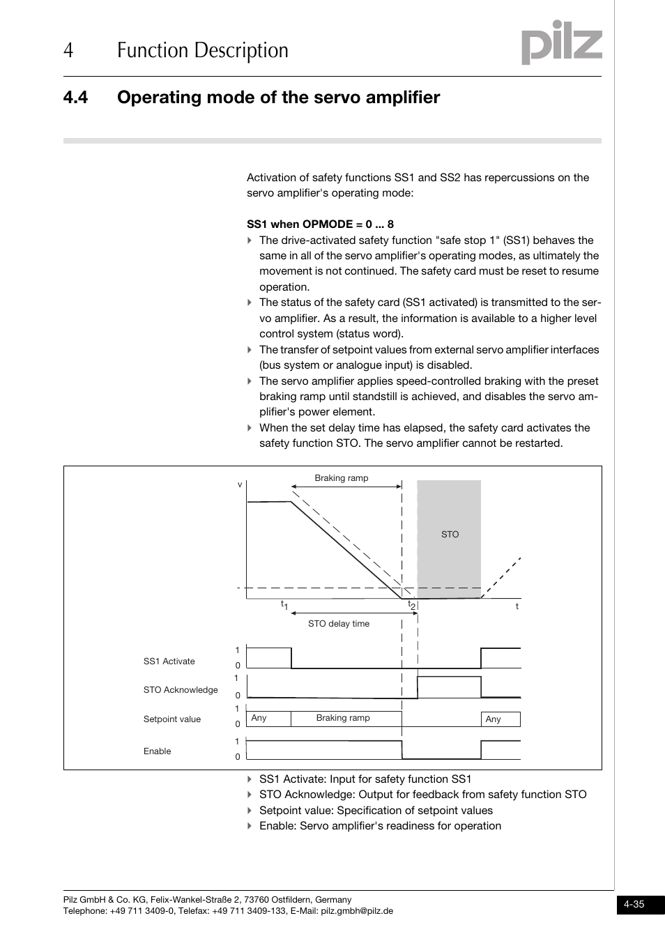 Operating mode of the servo amplifier, 4function description, 4 operating mode of the servo amplifier | Pilz PMCprimo DriveP.01/AA0/4/0/0/208-480VAC User Manual | Page 53 / 101