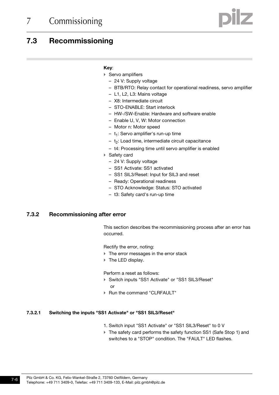 Recommissioning after error, 7commissioning, 3 recommissioning | 2 recommissioning after error | Pilz PMCprimo DriveP.01/AA0/4/0/0/208-480VAC User Manual | Page 78 / 101