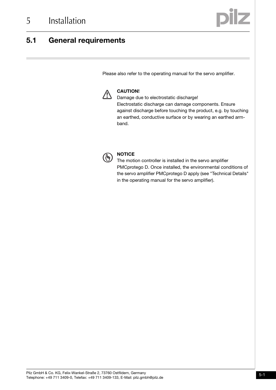 Installation, General requirements, 5installation | 1 general requirements | Pilz PMCprimo DriveP.01/AA0/4/0/0/208-480VAC User Manual | Page 29 / 73