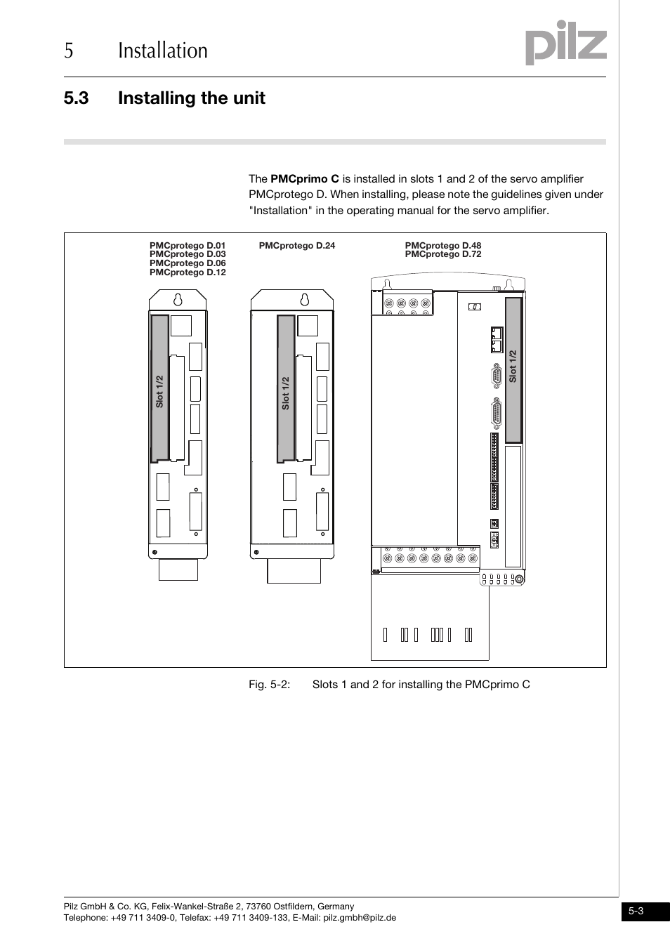 Installing the unit, 5installation, 3 installing the unit | Pilz PMCprimo DriveP.01/AA0/4/0/0/208-480VAC User Manual | Page 31 / 73