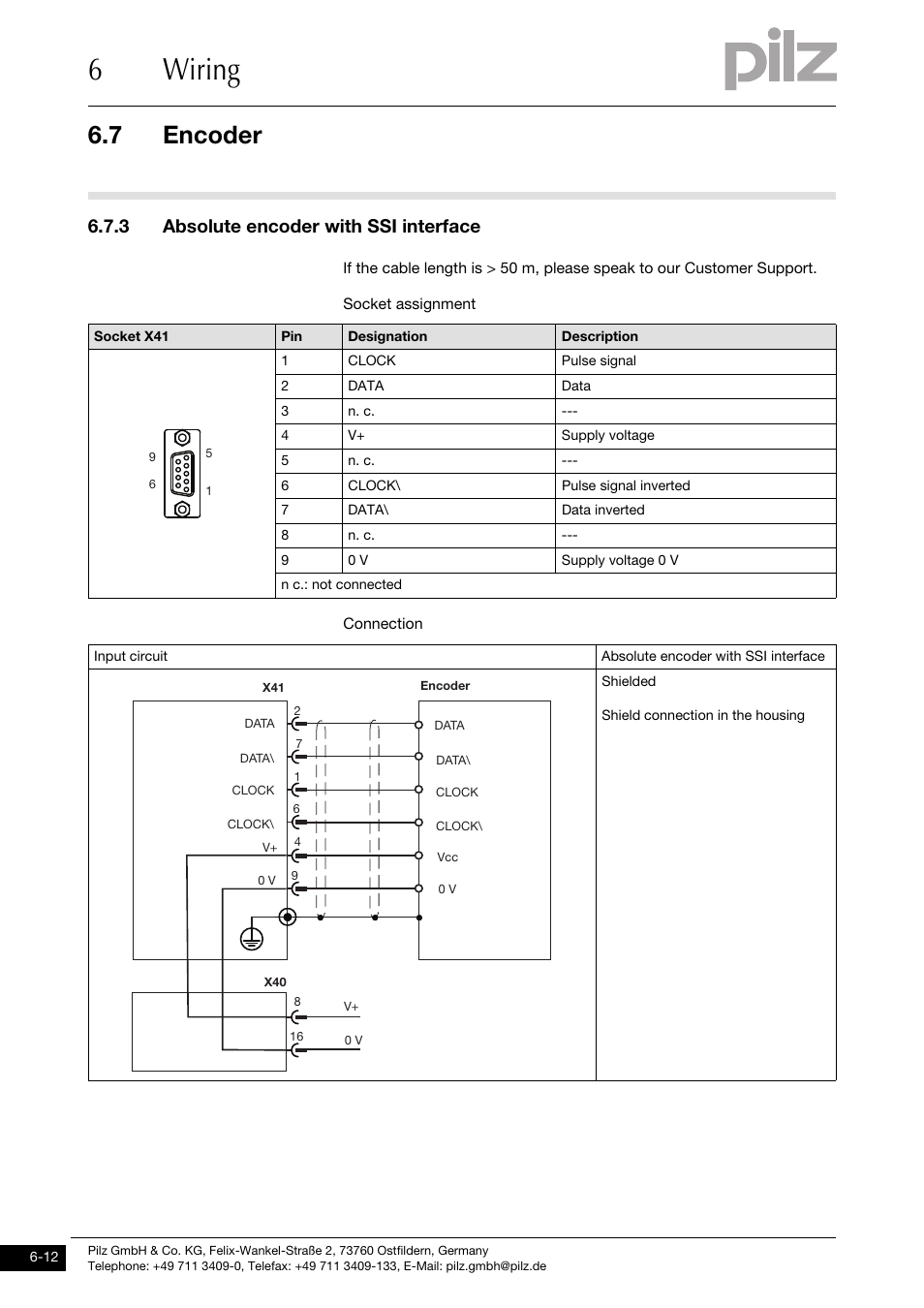 Absolute encoder with ssi interface, 6wiring, 7 encoder | 3 absolute encoder with ssi interface | Pilz PMCprimo DriveP.01/AA0/4/0/0/208-480VAC User Manual | Page 44 / 73