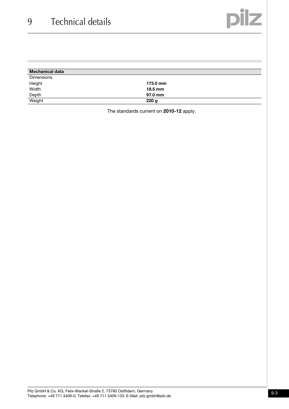 9technical details | Pilz PMCprimo DriveP.01/AA0/4/0/0/208-480VAC User Manual | Page 71 / 73
