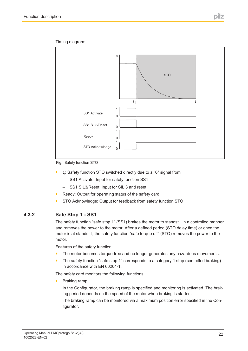 2 safe stop 1 - ss1, Safe stop 1 ­ ss1, 2 safe stop 1 ­ ss1 | Pilz PMCprimo DriveP.01/AA0/4/0/0/208-480VAC User Manual | Page 22 / 93