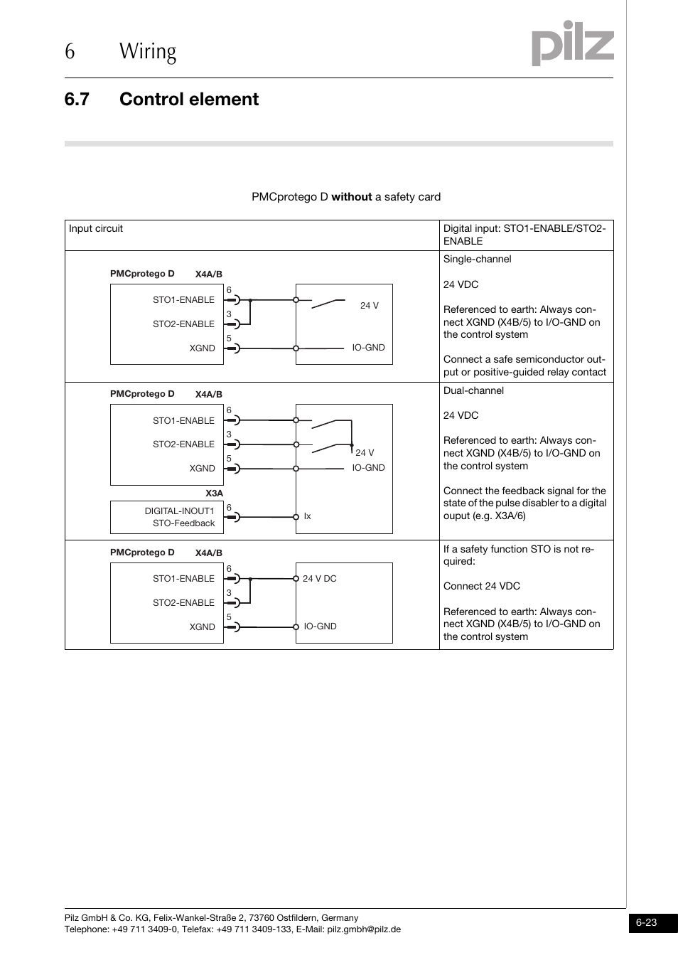 6wiring, 7 control element | Pilz PMCprimo DriveP.01/AA0/4/0/0/208-480VAC User Manual | Page 127 / 220