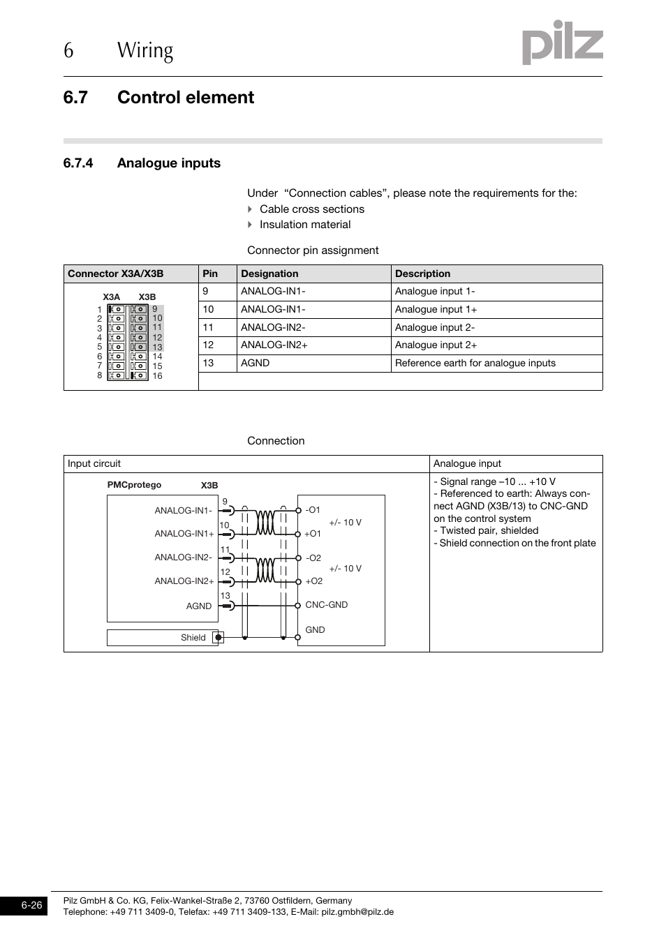 4 analogue inputs, 6wiring, 7 control element | Pilz PMCprimo DriveP.01/AA0/4/0/0/208-480VAC User Manual | Page 130 / 220