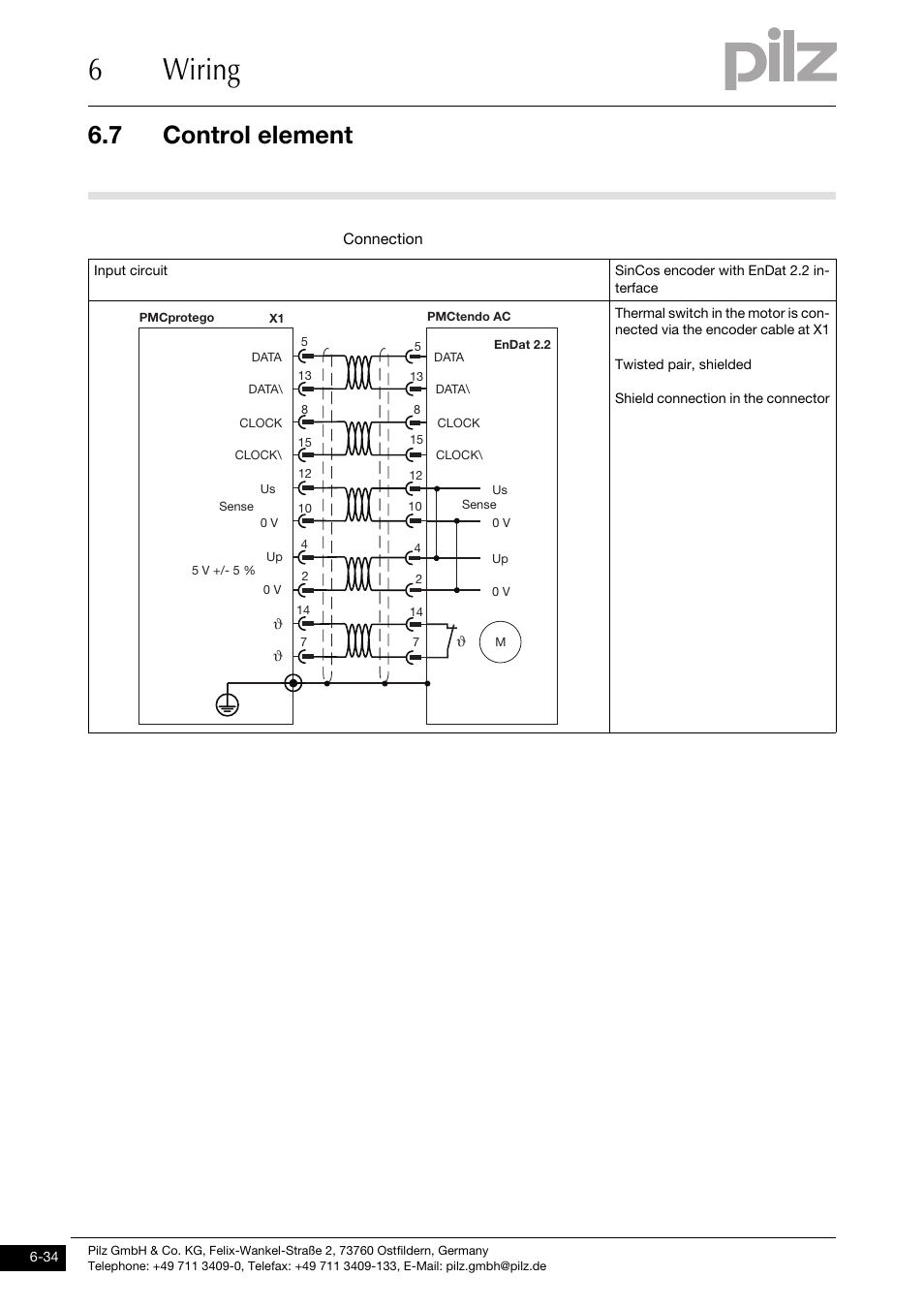 6wiring, 7 control element | Pilz PMCprimo DriveP.01/AA0/4/0/0/208-480VAC User Manual | Page 138 / 220