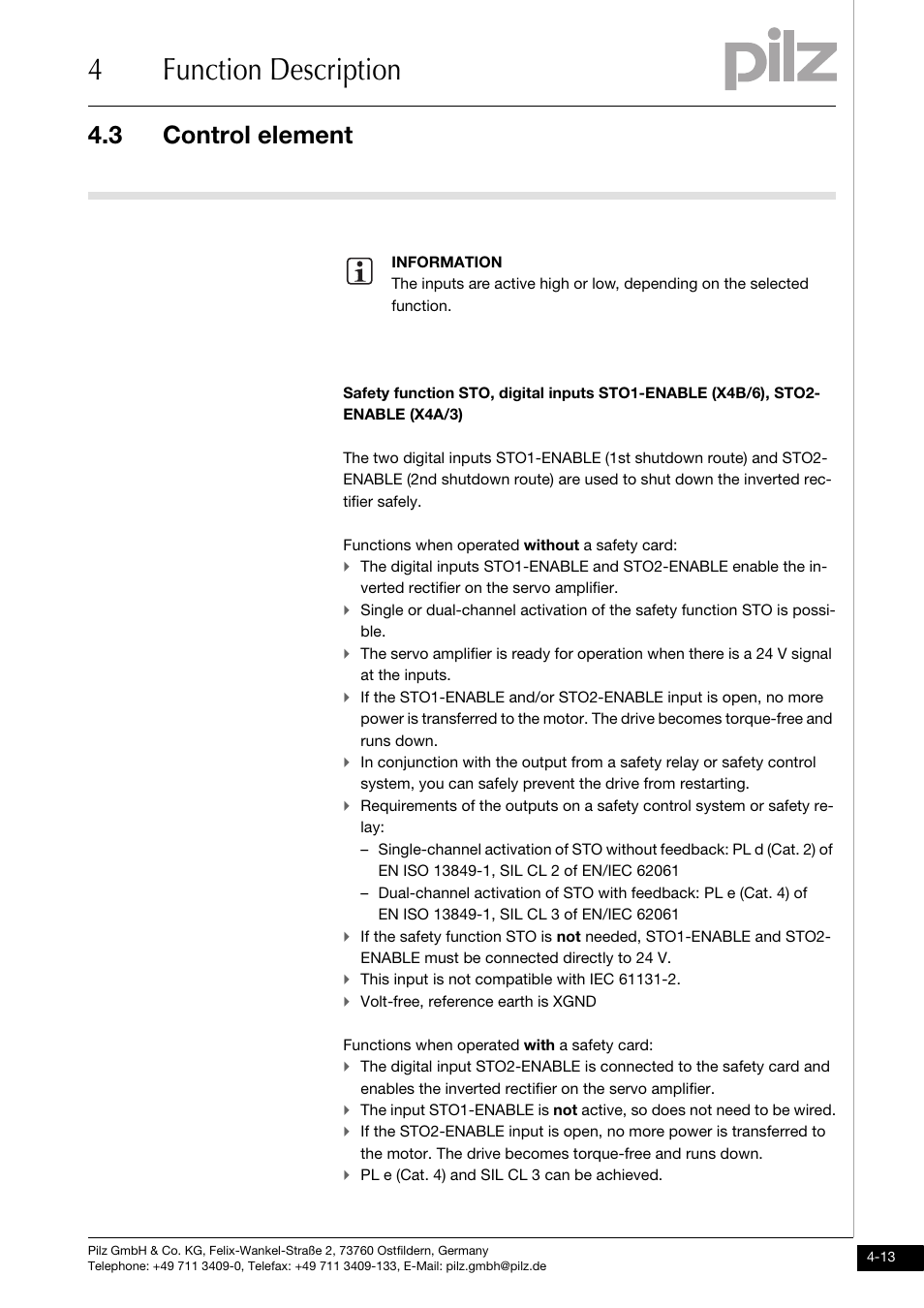 4function description, 3 control element | Pilz PMCprimo DriveP.01/AA0/4/0/0/208-480VAC User Manual | Page 45 / 220
