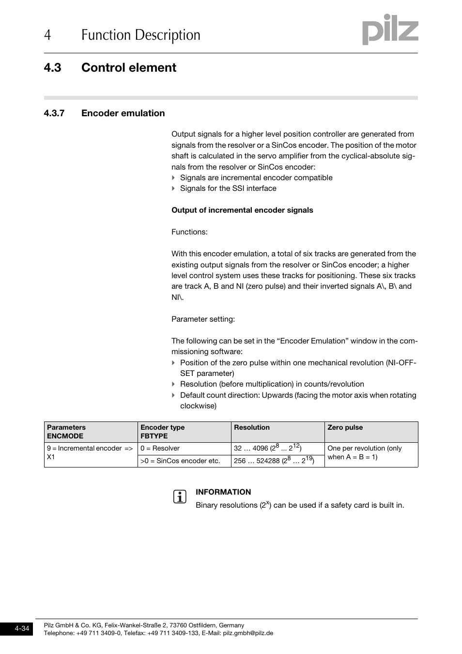 7 encoder emulation, 4function description, 3 control element | Pilz PMCprimo DriveP.01/AA0/4/0/0/208-480VAC User Manual | Page 66 / 220