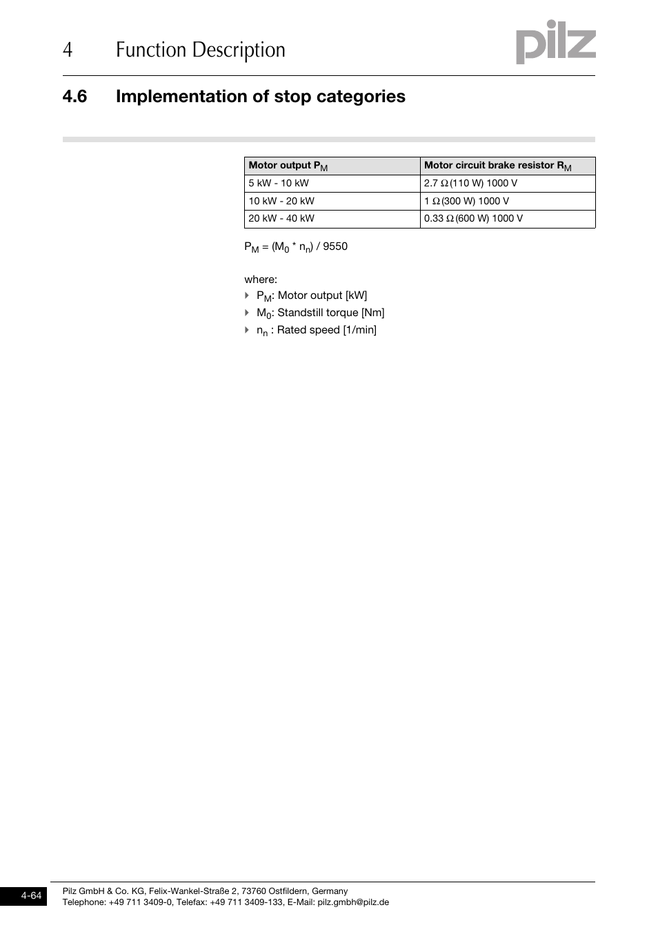 4function description, 6 implementation of stop categories | Pilz PMCprimo DriveP.01/AA0/4/0/0/208-480VAC User Manual | Page 96 / 220
