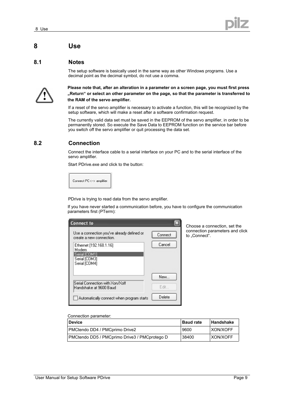 8use, 2 connection | Pilz PMCprimo DriveP.12/AA0/4/0/0/208-480VAC User Manual | Page 9 / 57