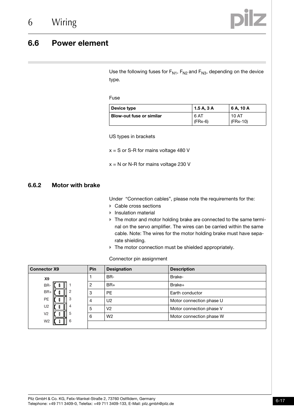 2 motor with brake, 6wiring, 6 power element | Pilz PMCtendo DD5.03/000/0/0/0/110-230VAC User Manual | Page 107 / 209