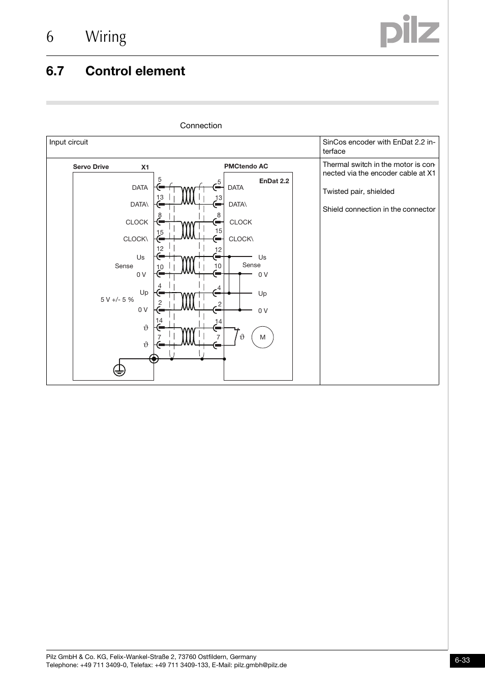 6wiring, 7 control element | Pilz PMCtendo DD5.03/000/0/0/0/110-230VAC User Manual | Page 123 / 209