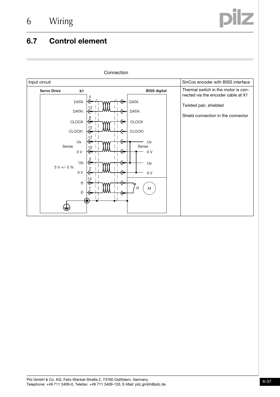 6wiring, 7 control element | Pilz PMCtendo DD5.03/000/0/0/0/110-230VAC User Manual | Page 127 / 209