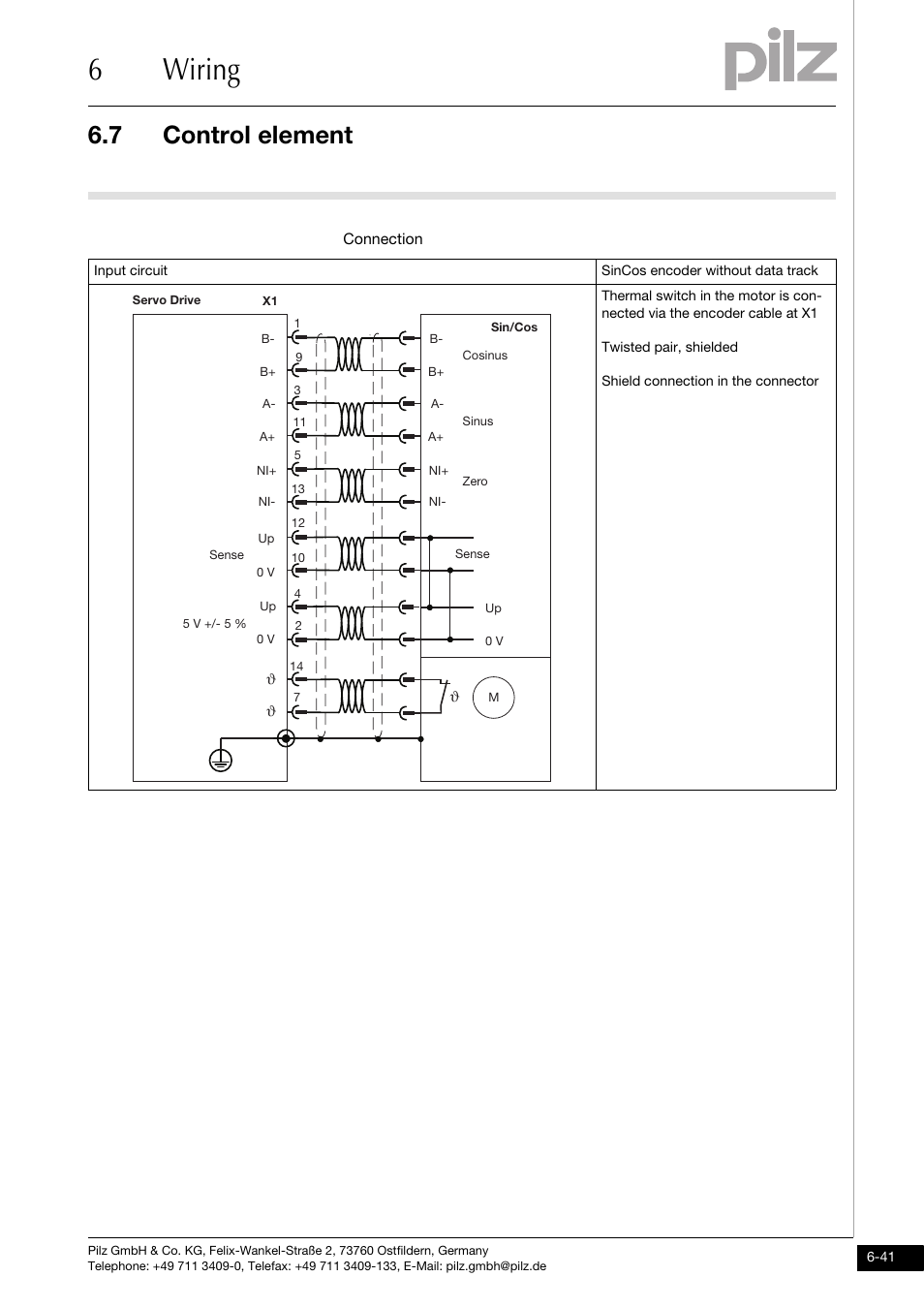 6wiring, 7 control element | Pilz PMCtendo DD5.03/000/0/0/0/110-230VAC User Manual | Page 131 / 209