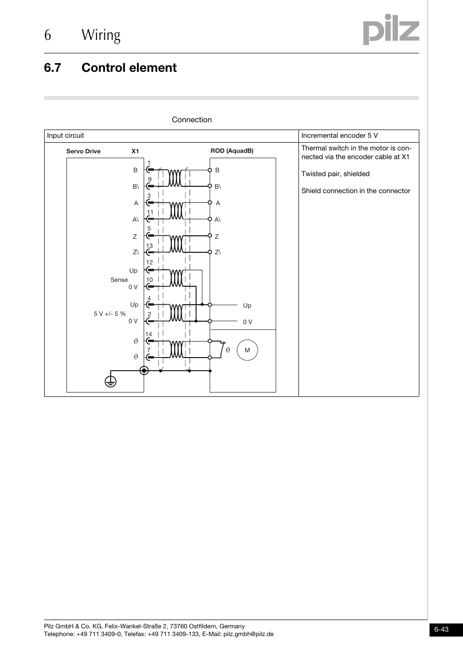 6wiring, 7 control element | Pilz PMCtendo DD5.03/000/0/0/0/110-230VAC User Manual | Page 133 / 209