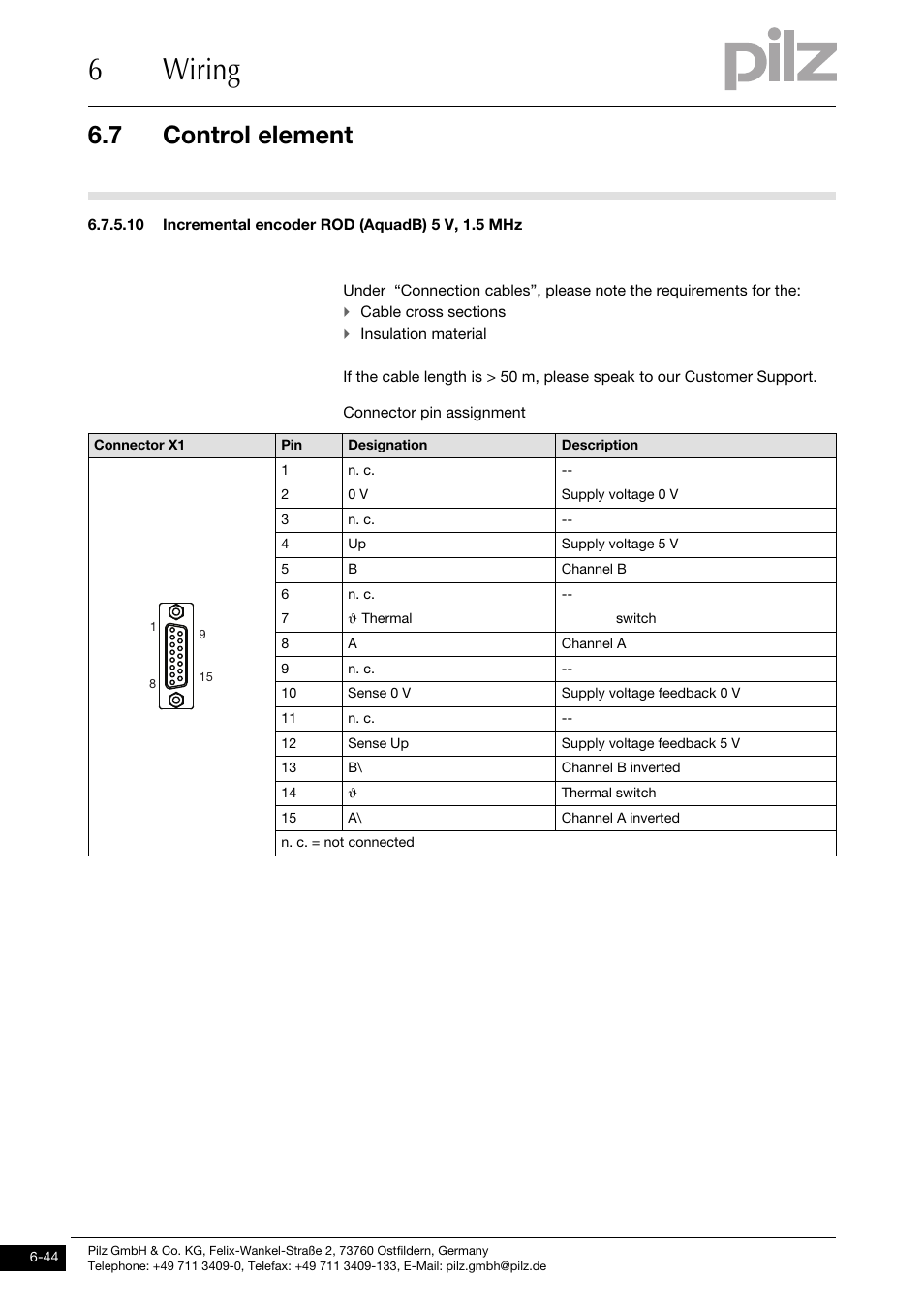 10 incremental encoder rod (aquadb) 5 v, 1.5 mhz, 6wiring, 7 control element | Pilz PMCtendo DD5.03/000/0/0/0/110-230VAC User Manual | Page 134 / 209