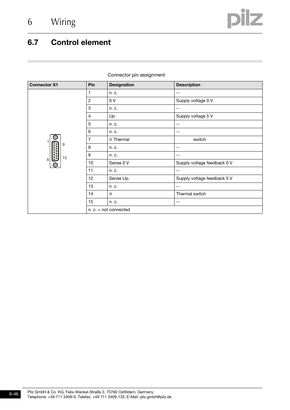 6wiring, 7 control element | Pilz PMCtendo DD5.03/000/0/0/0/110-230VAC User Manual | Page 136 / 209