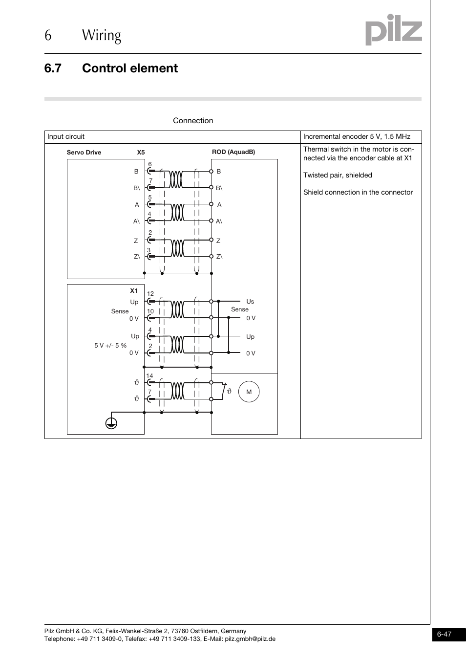 6wiring, 7 control element | Pilz PMCtendo DD5.03/000/0/0/0/110-230VAC User Manual | Page 137 / 209